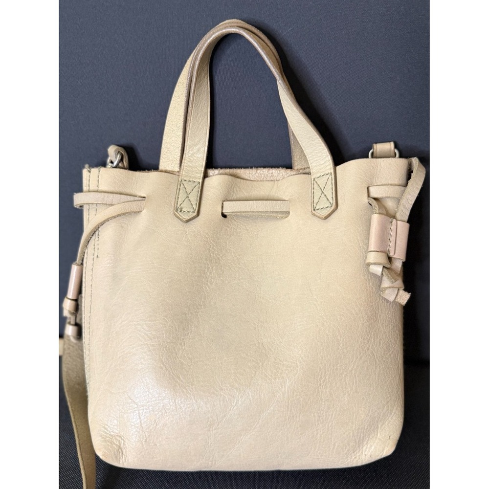 MADEWELL Transport Small Drawstring Crossbody Bag EUC Leather Tote Beige $158
